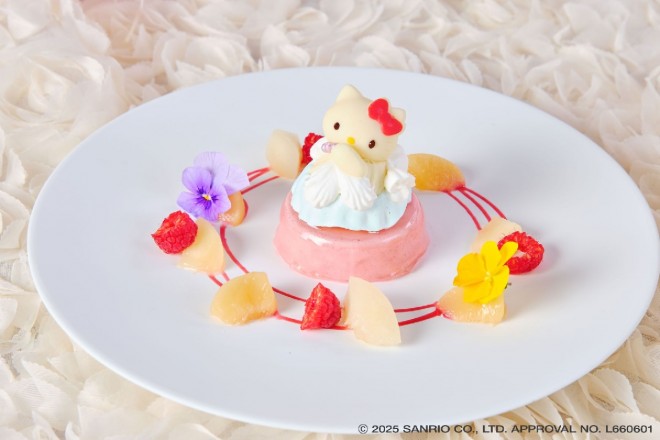 The Hello Kitty Princess Afternoon Tea features character-inspired sweets, including a Kitty-shaped shortcake and tiara-topped mousse, offering a royal and photogenic dessert experience.